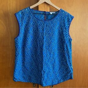 Halogen Blue Aqua Floral Lace Top